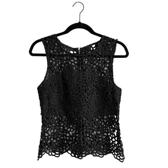 ✨Vintage✨ Black Lace Embroidery Tank Top Size XS - Picture 1 of 6